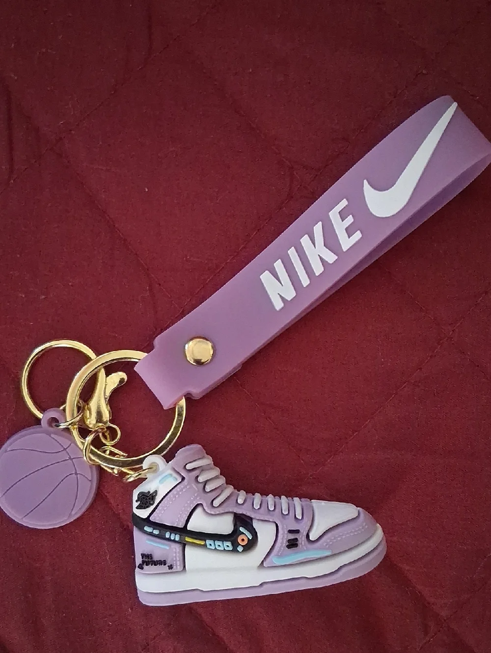 Nike Lavender and White Sneaker Keychain with Gold Hardware - Picture 1 of 1